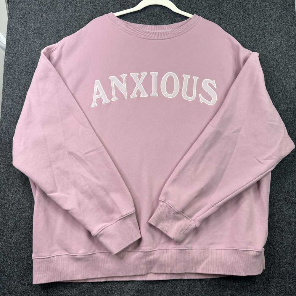 See The Way I See Anxious Pink Embroidered Crewneck Sweatshirt Women's 2XL